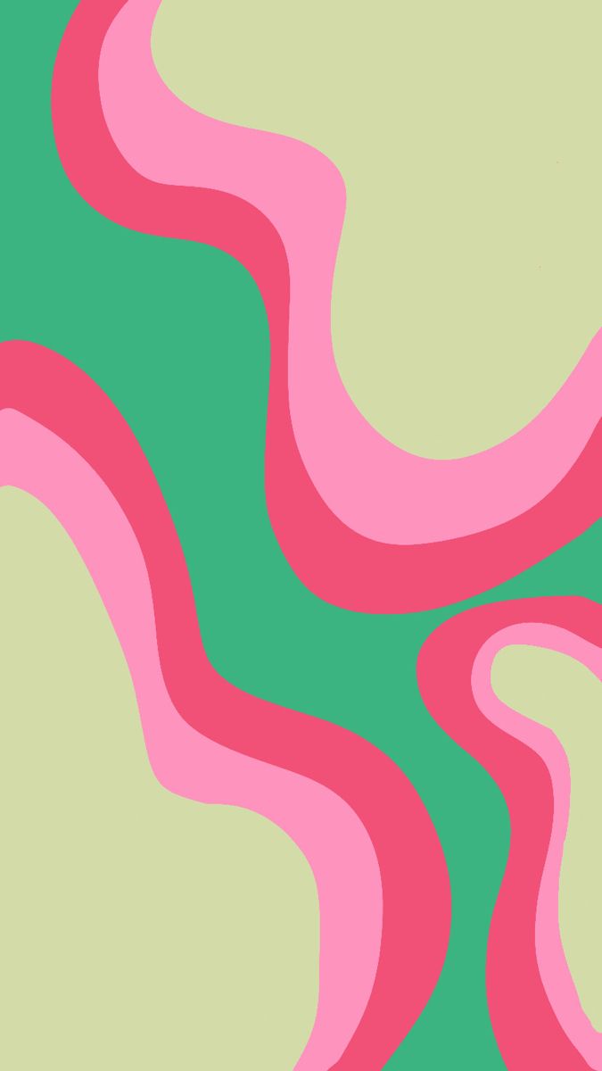 a green and pink background with wavy lines