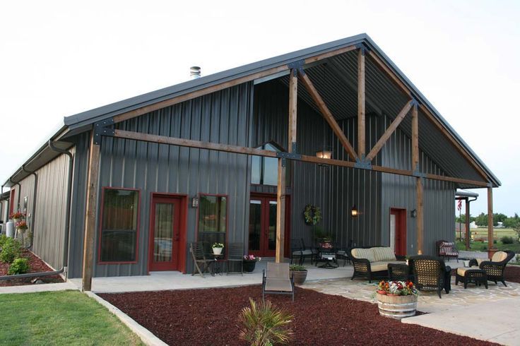 an image of a metal building with the words 2 industrial style metal home