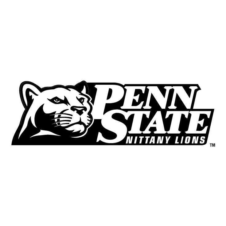 the penn state logo is shown in this black and white photo, with an image of a cat's head on it