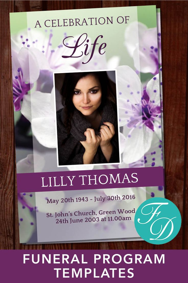 Funeral Program Template - White Flowers | Celebration of life ...