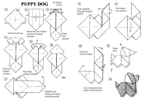 instructions to make an origami dog