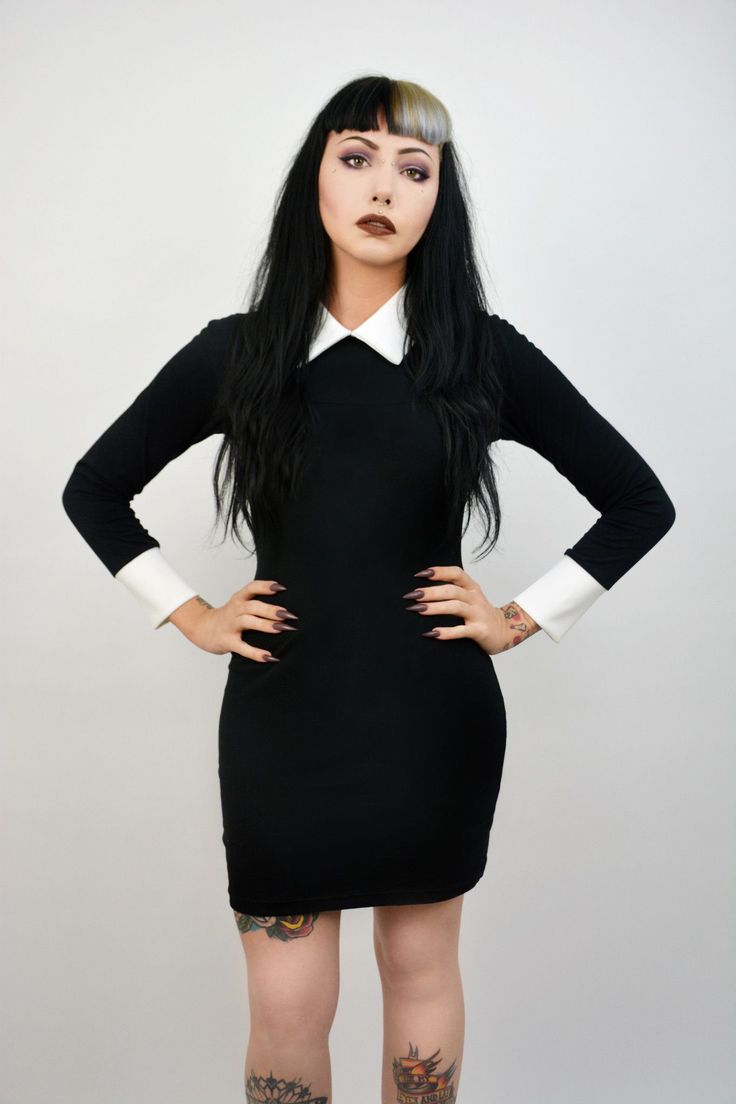 Dude I want a Wednesday Addams dress! Wednesday Addams Dress, Addams Dress, Luanna Perez, Wednesday Adams, Black Halloween Dress, Garden Party Dress, Psychobilly, Halloween 2017