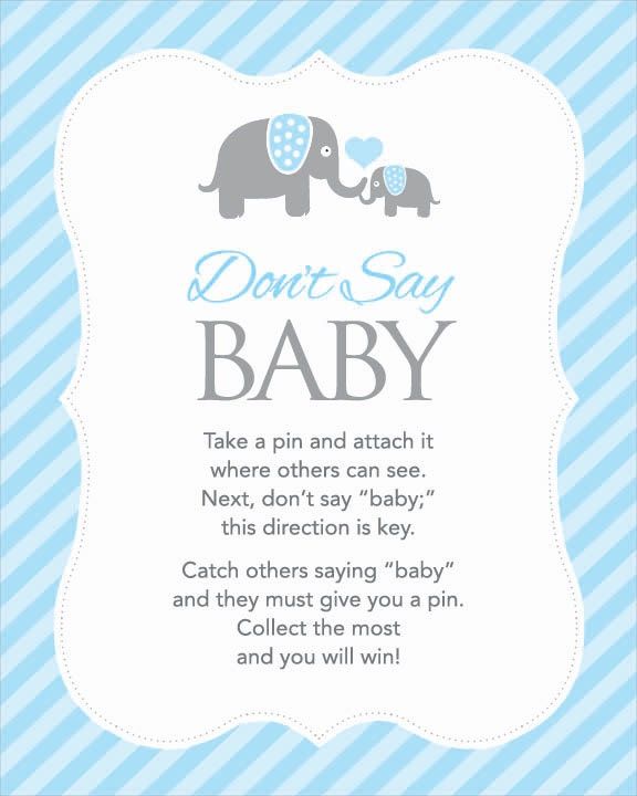 Instant Download Blue Elephant Don't Say Baby Sign, 8x10 Boy Elephant ...