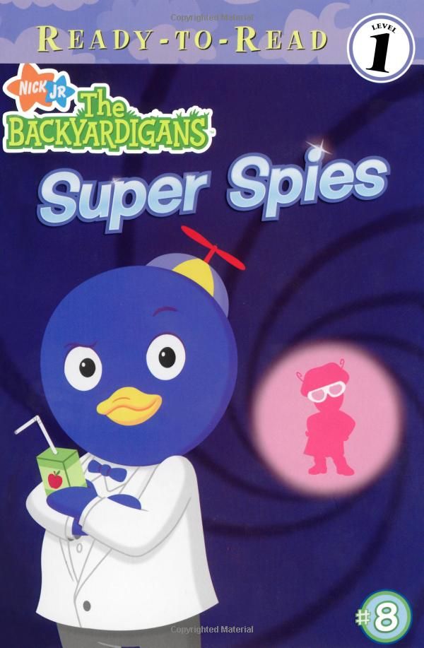 the backyardigan's super spies book is shown in front of an image of a