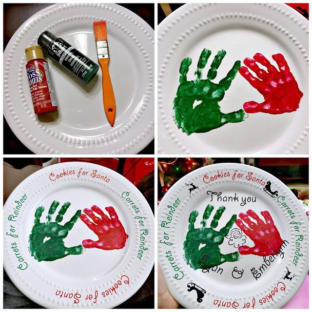 handprints on paper plates with crayons for santa's helpers