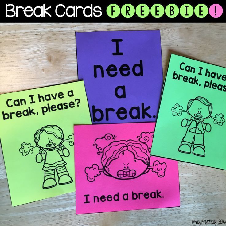 four cards with words that say i need a break