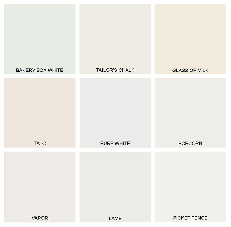 the different shades of paint that are used for walls and ceilings in various colors, including white