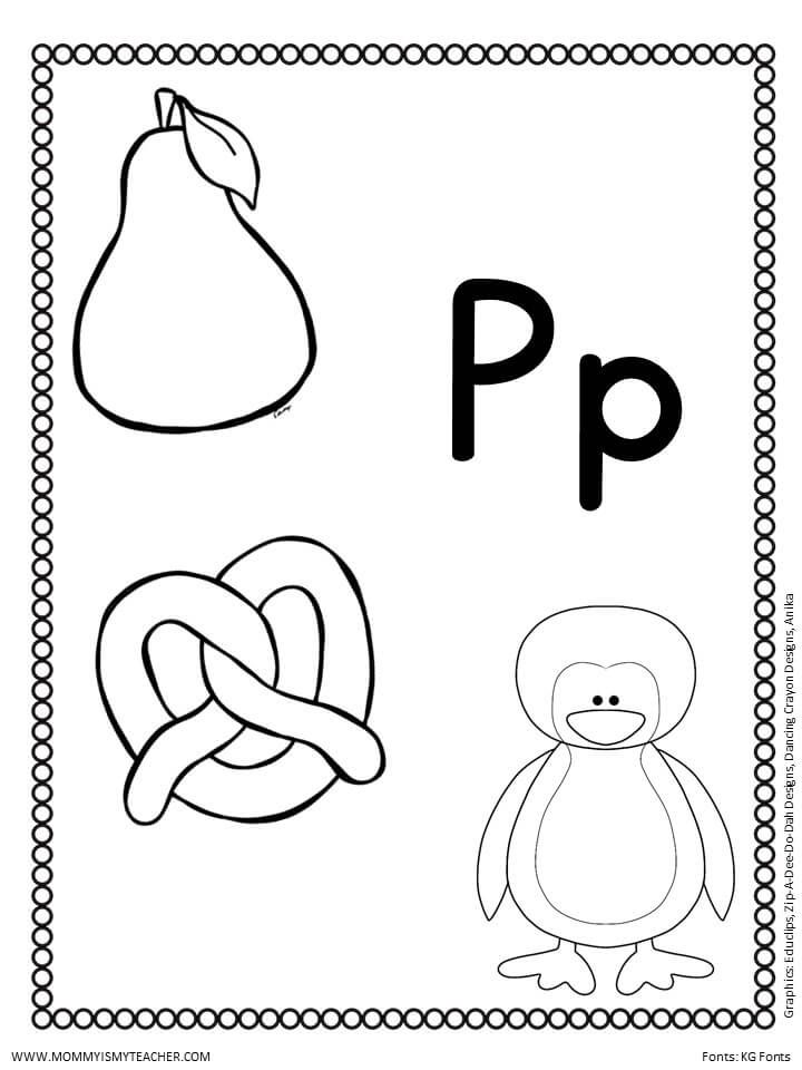 the letter p is for penguin coloring page