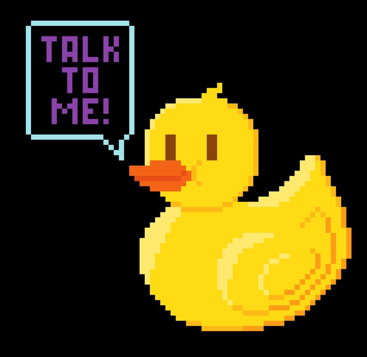 a yellow ducky with a speech bubble saying talk to me