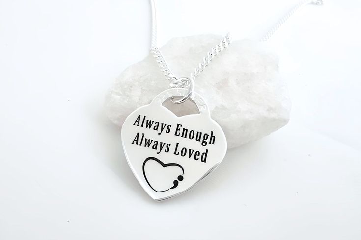 "One-of-a-kind gifts. Personalized 925 Sterling Silver heart necklace  Copyright protected by LifeofSilver. Cast using 100% sterling silver, no pewter, nickel or lead was used to create this piece, so buy with peace of mind. ツ ☮  FEATURE: Solid 925 Sterling Silver, Size: 22 x 20mm. 925 Sterling silver chains. All my chains are Italian Sterling silver lab tested long lasting guaranty. ITALY stamped at the claps. Authenticity verified. WANT TO CHECK CHAIN SPECIFICATIONS? http://etsy.me/1ITTb91 . B Inspirational Hand Stamped Silver Jewelry, Personalized Sterling Silver Charm Necklace For Memorial, Valentine's Day Stamped Heart Pendant Jewelry, Personalized Silver Charm Necklace For Memorial, Meaningful Stamped Sterling Silver Jewelry, Silver Laser Engraved Jewelry For Anniversary Gift, Laser Engraved Silver Jewelry For Anniversary Gift, Stamped Heart Pendant Necklace For Anniversary, Stamped Heart Jewelry For Anniversary