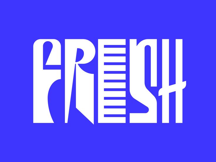 the word fresh is written in white on a blue background