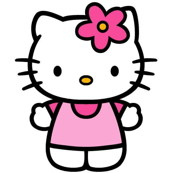 a hello kitty with a pink dress and flower in her hair