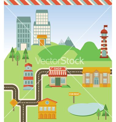 Map+with+houses+road+and+signs+vector+1042756+-+by+venimo on ...