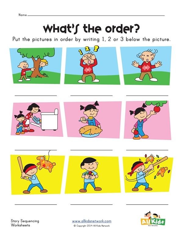 an image of what's the order? worksheet with pictures on it