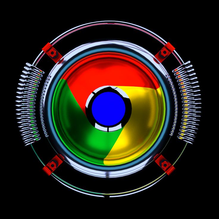 an image of a chrome plate with the colors of the google logo on it's side