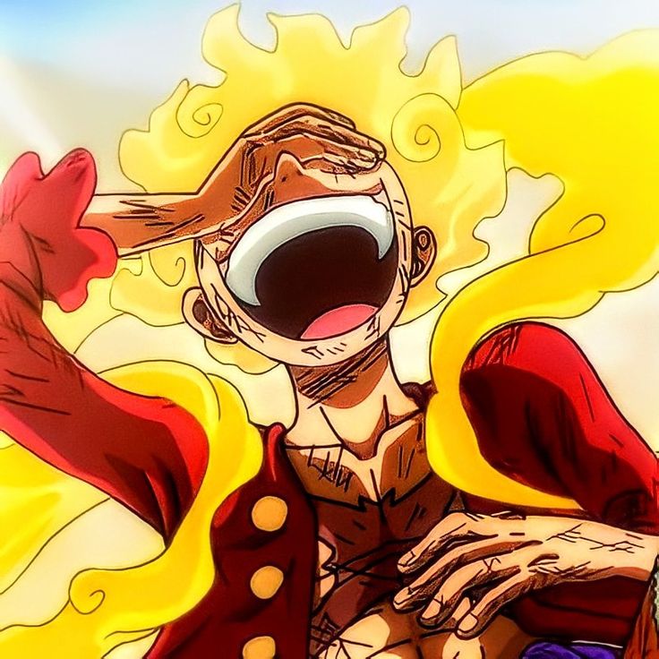 an anime character with his mouth open and hands out in front of him, while the sun shines brightly behind him