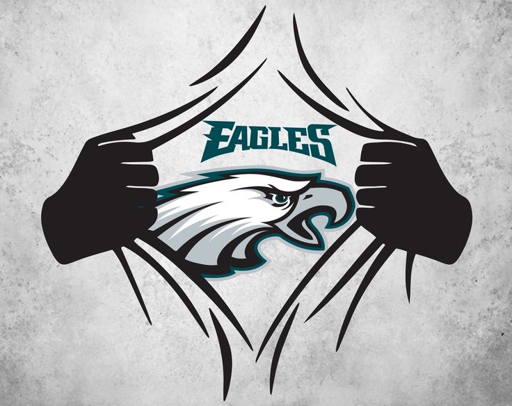 the eagles logo with their hands in front of it and an eagle's head