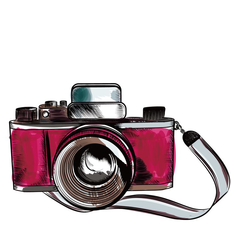 Azrael Tattoo, Camera Drawing Art, Vintage Camera Tattoos, Camera Tattoo Design, Camera Tattoos, Camera Illustration, Simple Camera, Pink Camera, Camera Drawing