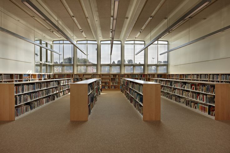 an empty library filled with lots of books