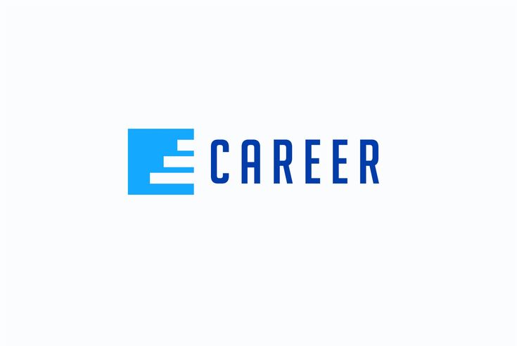 the word e - career is written in blue and white letters on a white background