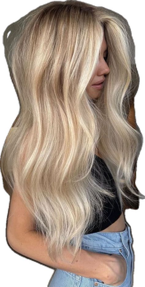 Blonde Balayage For Long Hair, Strawberry Blonde Balage, Blonde Hair Reverse Balayage, Cool Blonde Hair Inspiration, Balage With Money Piece, Blonde With Root Smudge And Money Piece, Blonde Brown Hair Ideas, Balayage Blonde Long Hair, Natural Blonde Balayage With Money Piece