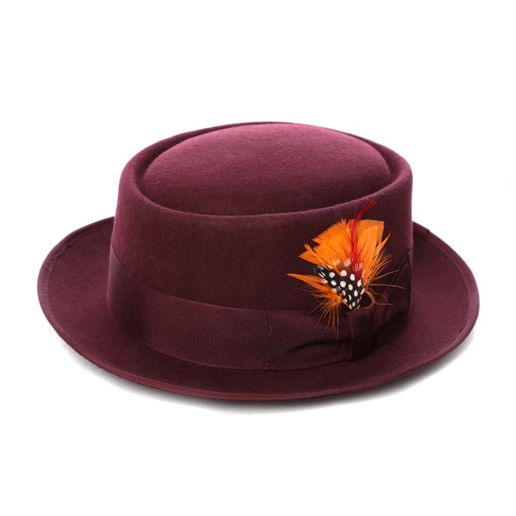 Burgundy Wool Pork Pie Hat Pork Pies, Mens Straw Hats, Mens Dress Hats, Military Style Boots, Kinds Of Hats, Pork Pie Hat, Mens Hats Fashion, Mens Hats, Pork Pie