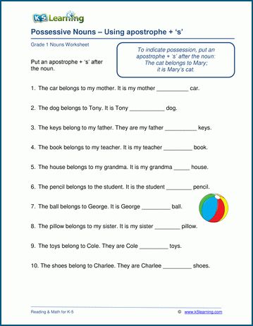 Possessive Nouns Worksheets With Answers