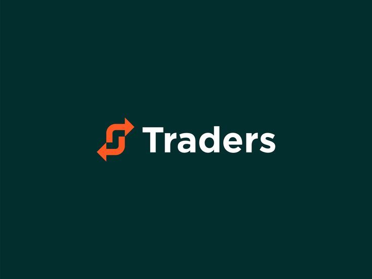 the logo for trader's is shown on a dark green background with an orange arrow