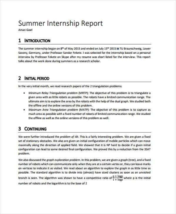 the summer intensive report is shown in this document