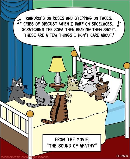 a cartoon with cats sitting on a bed and talking to each other about the movie