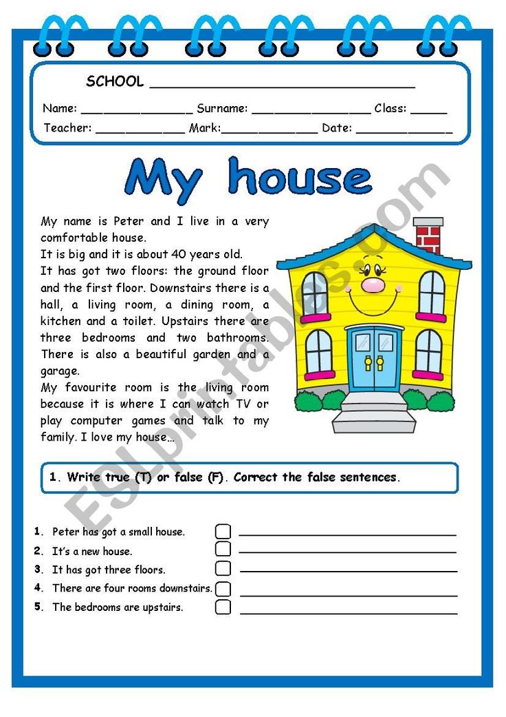 a house worksheet with the words my house