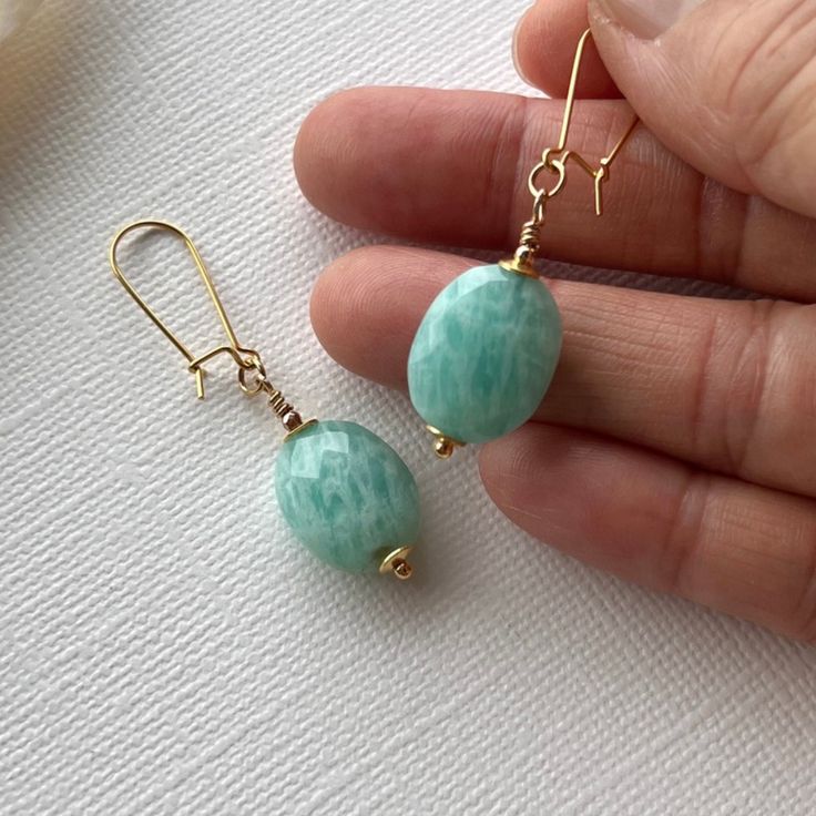 Amazonite Hope Earring Elegant Amazonite Jewelry For Gifts, Elegant Amazonite Jewelry Gift, Elegant Amazonite Dangle Jewelry, Amazonite Drop Earrings As Gift, Oval Jade Jewelry With Natural Stones, Dangle Earrings With Amazonite And Natural Stones, Chrysoprase Gemstone Drop Earrings, Amazonite Natural Stone Earrings For Gifts, Elegant Everyday Amazonite Jewelry