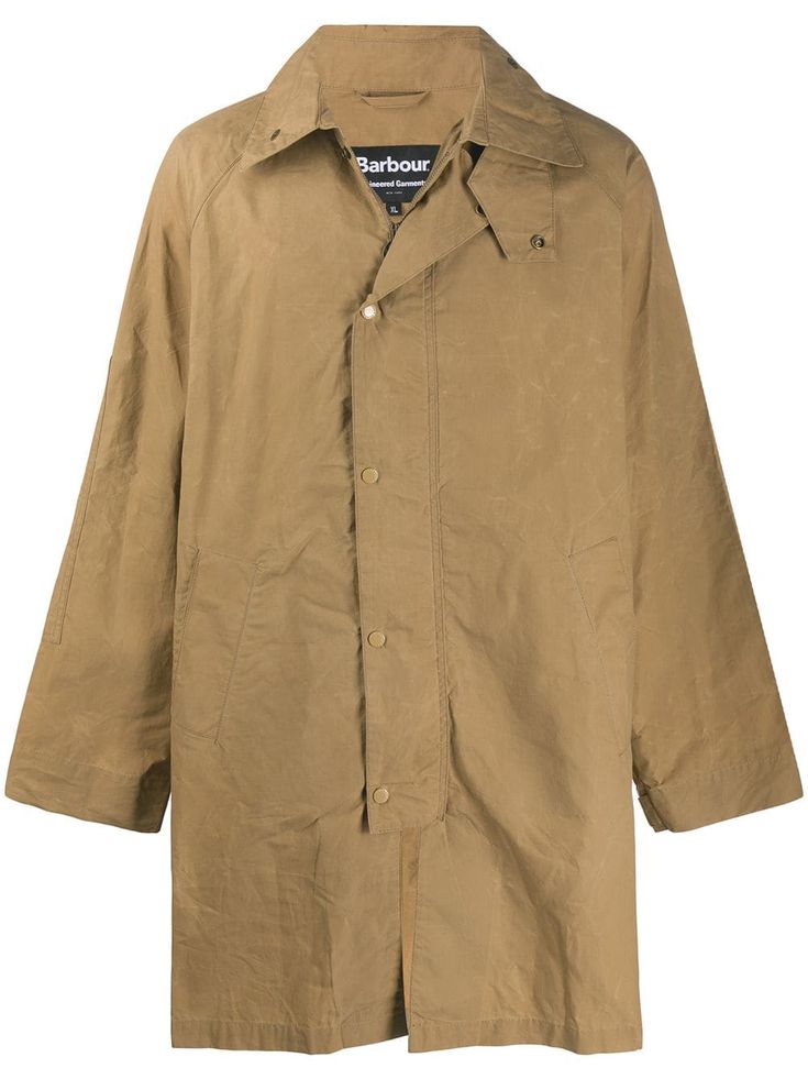 BARBOUR BARBOUR MIDI TRENCH COAT - NEUTRALS. #barbour #cloth Barbour Mens, Heritage Brands, Wide Sleeves, Quilted Jacket, Snap Button, Size Clothing, Duster Coat, Trench Coat, Loose Fitting