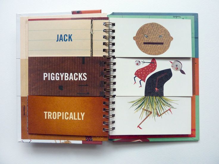 an open notebook with pictures of birds and words on it that spell out jack piggyback's tropically