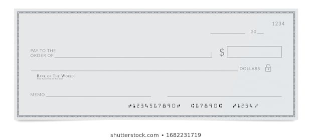 a blank chequed check card on a white background with clipping area for text