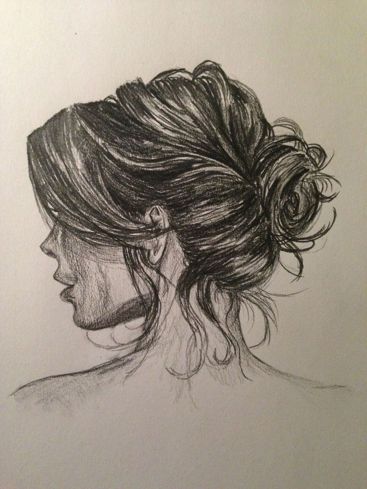 a drawing of a woman's head with her hair pulled back