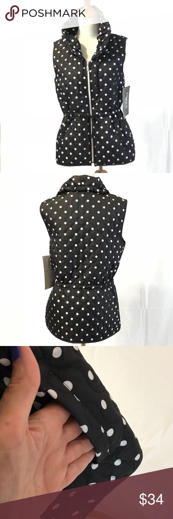 🔥NEW!🔥Pretty Black and White Polka Dot Vest There are so many reasons to love this vest! First the collar stands up or lays down, the vest cinches at the waist for a slimming look, the nylon resists moisture, and best of all it’s adorable! Please no trades or insulting offers. Thanks for looking! Onque Casuals Jackets & Coats Vests Polka Dot Vest, Casual Black, Casual Jacket, White Polka Dot, Polka Dot, Polka Dots, Jackets & Coats, Black White, Black And White