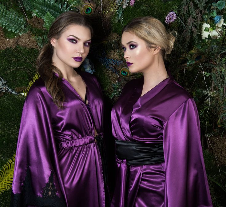 Floor Length Robe Floor Length Kimono Night Gown And Robe Red And Black Lingerie, Kimono Plus Size, Purple Kimono, Silk Robe Long, Satin Dressing Gown, Luxury Robes, Nightgown Robe, Purple Bridesmaid, Plus Size Kimono