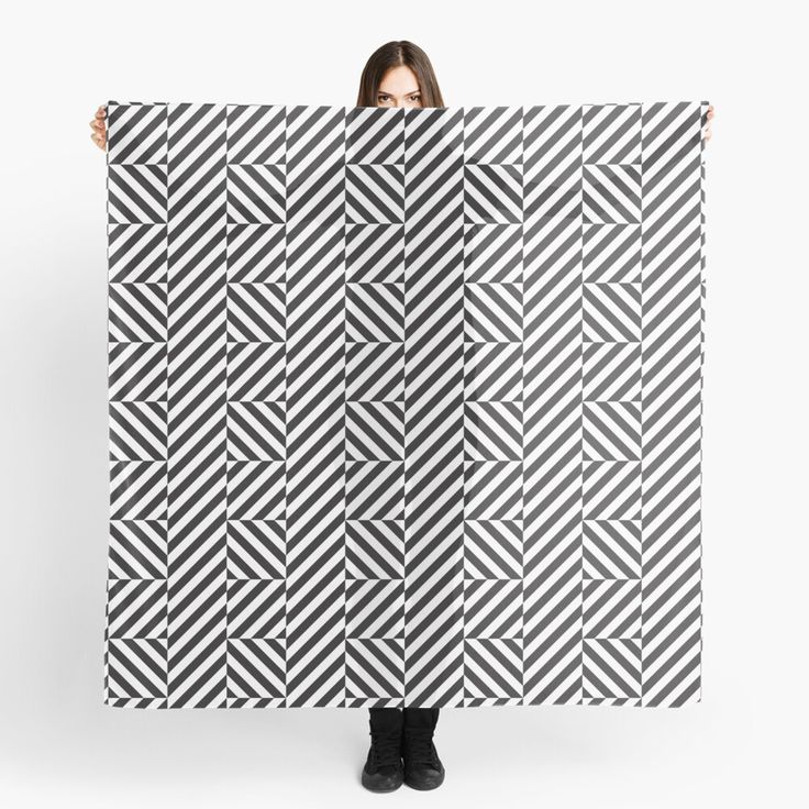 Op Art Black and White Diagonal Lines Scarf