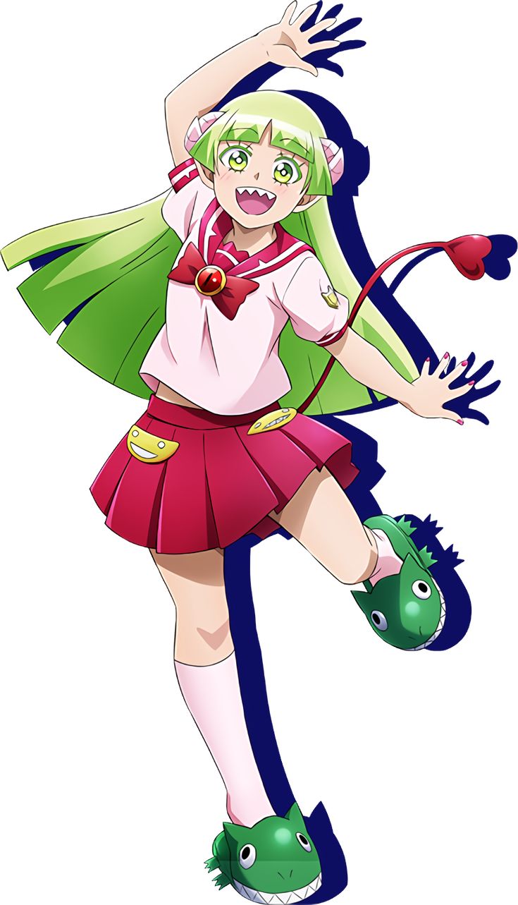 an anime character with green hair and pink dress, holding a tennis racket in her hand