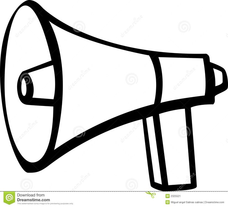 a black and white drawing of a megaphone on a white background with clipping