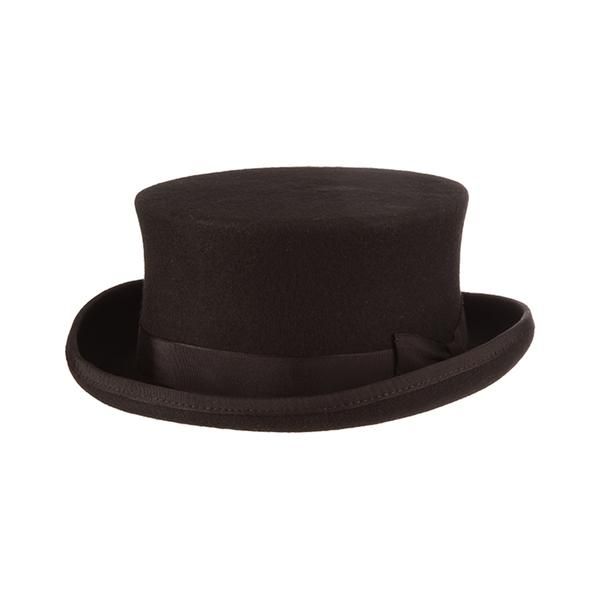 Scala Felt Top Hat- Harwick – Tenth Street Hats Classic Top Hat For Winter, Winter Party Top Hat With Flat Brim, Flat Brim Top Hat For Winter Party, Classic Brown Formal Top Hat, Classic Brown Top Hat For Formal Occasions, Winter Formal Wool Hat Bands, Formal Wool Hat Bands For Winter, Winter Formal Costume Hat With Curved Brim, Formal Winter Costume Hat With Curved Brim