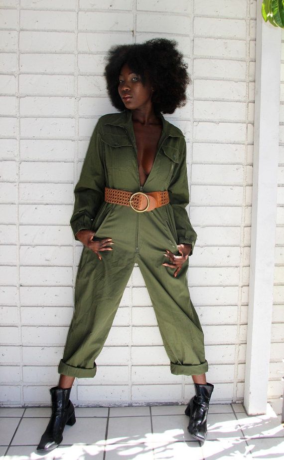 Military Jumpsuit M-L by tatugogo on Etsy Military Jumpsuit, Black Pants Casual, Clothes Diy, Womens Clothes, Pants Casual, Diy Clothes, Black Pants, Harem Pants, Jumpsuit