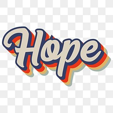 the word hope on a white background with orange and blue lettering, hd png