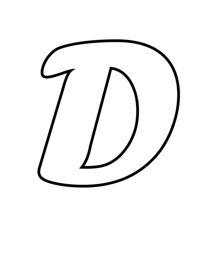 the letter d is outlined in black and white