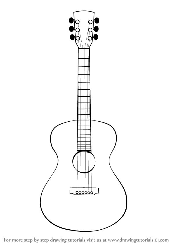 an acoustic guitar is shown in black and white with the caption's name below it