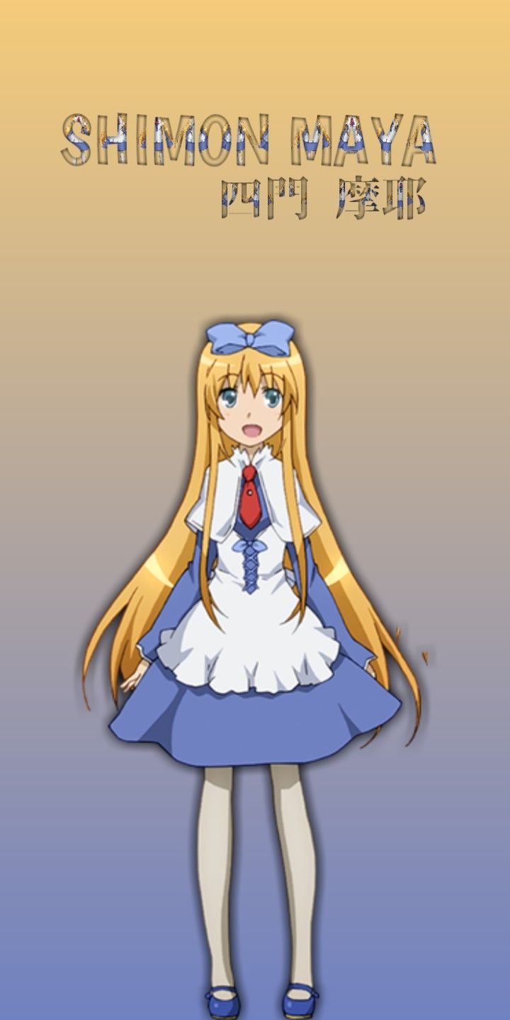 an anime character with long blonde hair and blue dress