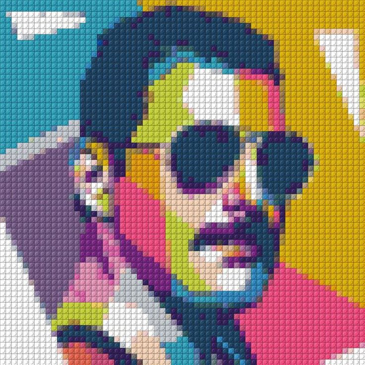 a close up of a person wearing sunglasses on top of a colorful background with birds