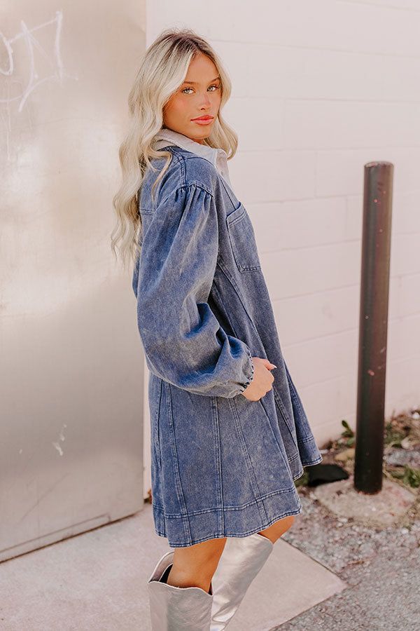 - Every trendsetting cutie needs this adorable mini dress! With its timeless denim and relaxed fit, it's the perfect piece for an effortlessly charming look. - Unlined non-stretch denim material - A subtle uneven collared neckline - A buttoned front - Long sleeves with elastic cuffs - Functional chest pockets and hidden side pockets - A relaxed silhouette that ends in a straight, mini dress length hemline Denim Material, Denim Mini Dress, Denim Mini, Chest Pocket, Stretch Denim, Dress Length, Relaxed Fit, Long Sleeves, Mini Dress