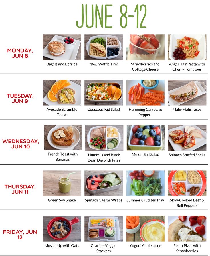 an image of a healthy meal schedule for the month of june 8 - 12, 2013